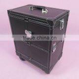 Trolley Rooling Make up Beauty Kit Vanity Leather Jewelry Box thumbnail-1