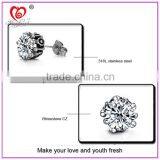 Wholesale Jewelry Hotsale Simple Unisex Round Cut Basket Rhinestone Zircon CZ Faceted Ear Stud Stainless Steel Earring thumbnail-5