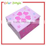 Pink flower decorative wooden jewelry storage box wholesale
