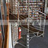 Indoor Steel Wood Spiral Staircase With Stainless Steel Railing thumbnail-6