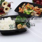 Hot Sale Black Single Compartment Plastic Food Container With Thick Clear Lid