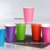 14oz Ceramic Travel Mugs With Fluorescent Color Glazed