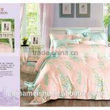 4 PCS Floral Printed Pink Color King/Queen size 50S duvet cover set Tencel Bedding set