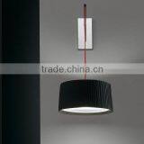 0814-28 Red Black Fabric Wrapped Shade Pleated Plexiglass Wall Light thumbnail-3