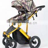 2015 Gold Frame Baby Prams, With Big Air Wheels, 5 Safe Belt ,3 Postion Seat En1888