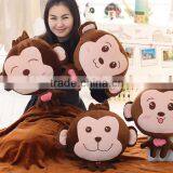 Creative Lovely Cartoon Monkey Style Children's Car A/C Office Plush Back Cushion Pillon Multi-functional Folding TV Blanket