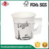Custom Printed Single Wall Disposable 4oz Paper Tea Cups With Handle