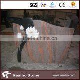 European Funeral Red Granite Monument With Angel / Flower Design thumbnail-3