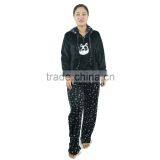 Kevince Flannel Pyjama Set Panda Emb Cap Knitting Woman Clothing Nightwear Homewear MOQ 1000sets thumbnail-3