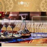 RORO Classic Pattern enamel home decoration pewter design craft goblet crystal red wine glass set