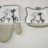 Cotton Twill Material Kitchen Textile Set Silk Screen Printing Oven Mitten Cat Design Shaped Pot Holder Set thumbnail-3