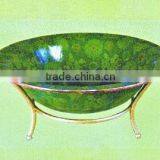 Round Wooden Tripod Bowl, Wooden Serving Tray, Bowl, Tray, Green Tray, Tripod Bowl, Tripod thumbnail-1