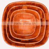 Cheap Square Shaped Party Need Basic Red Woven Salad Nut Wooden Bowl Set thumbnail-1