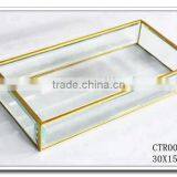 @~@ Silver Bronze Black Dish, Home Party Wedding Office Accessory, Bridesmaid Gift, Gold Brass and Glass Jewelry Display Tray thumbnail-2