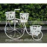POWERLON Vintage Metal Bicycle Flower Plant Stand 3 Tier Pot Wrought Iron Outdoor Garden Furniture thumbnail-2
