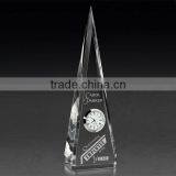 2016 Optical Crystal Pyramid With Beveled Edges and Silver Clock,Crystal Desk Clock thumbnail-1