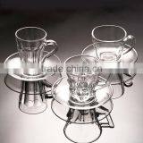 Glass Coffee Mug With Saucer Coffee Cup With Saucer Glass Coffee Set thumbnail-5