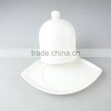 Pure White Ceramic Porcelain Dinnerware Type Butter Dish With Lid for Hotel Used thumbnail-2