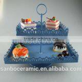 Rectangle Shape, 2 Tier Cup Cake Stand, Metal Cake Plate Color Box Packing for Wedding thumbnail-3