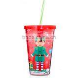 cheap factory audit 16oz plastic straw cup for christmas sale