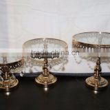 gold plated crystal hanging cake stand