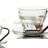 High Quality 3oz 4oz 5oz 8oz Glass Coffee Mug With Saucer Glass Tea Cup Set thumbnail-2