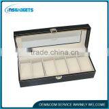 6 Grid Watch Display Storage Case Jewelry Collection Organizer Leather Box thumbnail-3