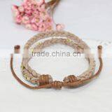 Rhinestone Chain Suede Leather Braided Layered Bracelet Double Strand Velvet Leather Handwoven Bracelet thumbnail-4