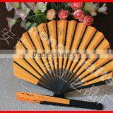 Chinese Folding Hand Fan With Black Bamboo Ribs thumbnail-3