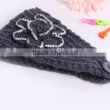 STOCK Wholesale Crystal Crochet Head Wraps Crochet Flower Knit Headwrap thumbnail-5