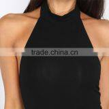 HAODUOYI Women Solid Black Halter Slim Backless Sleeveless Sexy Jumpsuits thumbnail-6