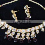 Hi Quality KUNDAN VILANDI Pearl Meenakari Necklace EARRING Set thumbnail-2