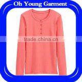 GOOD-LOOKING PINK SINGLE-BREAST COTTON&SPANDEX T-SHIRT FOR YOUNG LADY TRENDY AEROPOSTALE SHIRT LONG SLEEVE FOR LADY TOP QUALITY thumbnail-1