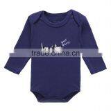 Plain Navy Comfortable Baby Romper Wholesale Long Sleeve Baby Bodysuits thumbnail-1