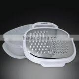 Grate & Stow Grater With Container - Includes a Multi-function Stainless Steel Grater, Clear Plastic Compact Container and Lid thumbnail-2