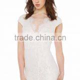 Sexy v Neck Cap Sleeve Cap Lace Dress for Lady thumbnail-2