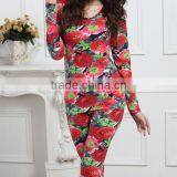 HOT SALE WOMEN LONG JOHN ROSE FULL PRINTED DESIGN HEATED THERMAL UNDERWEAR WHOLESALE thumbnail-2