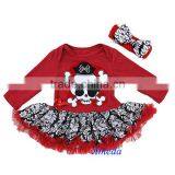 Baby Red Damask Pirate Long Sleeves Bodysuit Pettiskirt and Headband NB-18M thumbnail-1