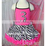 Girls 3rd Birthday Zebra Hot Pink Standard One Piece Pettidress TDZ3A5 thumbnail-1