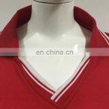 2016 LADY'S Popular Red V-neck Polo T-shirt With White Stripped Collar thumbnail-2