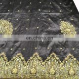 New Design Nigerian African 100 % Raw Silk Stones Handwork George Fabric Wrapper