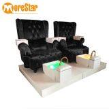 Beauty salon equipment luxury pedicure bench with double seat for foot spa