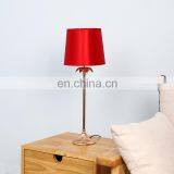 Wholesale Gold Steel Metal Base Red Shade Home Decor Bedside Table Lamp for Hotel
