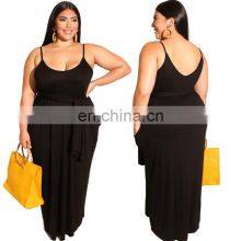 Wholesale Custom European and American Plus Size Women's Summer Hot Style Solid Color Shoulder Strap Dress thumbnail-4
