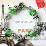 Fashion Hot Sale Love Charm Bracelet Beautiful Green Cyrstal Bead Bracelet thumbnail-2