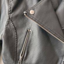 Spring/Autumn Women's Washed Eco Leather Motorcycle Biker Jacket thumbnail-5