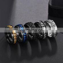 Cool Stainless Steel Rotatable Men Couple Ring High Quality Spinner Chain Rotatable Rings Punk thumbnail-3