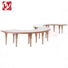 Dubai Luxury Wedding Rental Serpentine Table Gold Stainless Steel Glass Banquet Table thumbnail-3