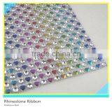 Plastic Diamante Rhinestone Mesh Sew on Black Base Siver Rhinestone Ribbon 10 Yards 30 Rows Roll thumbnail-4