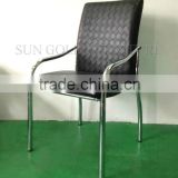 Modern armrest chrome steel lether dining chair (SZ-DC086)